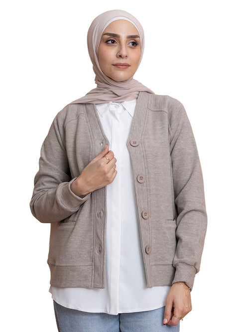 Light Coffee RD-Button Sweater